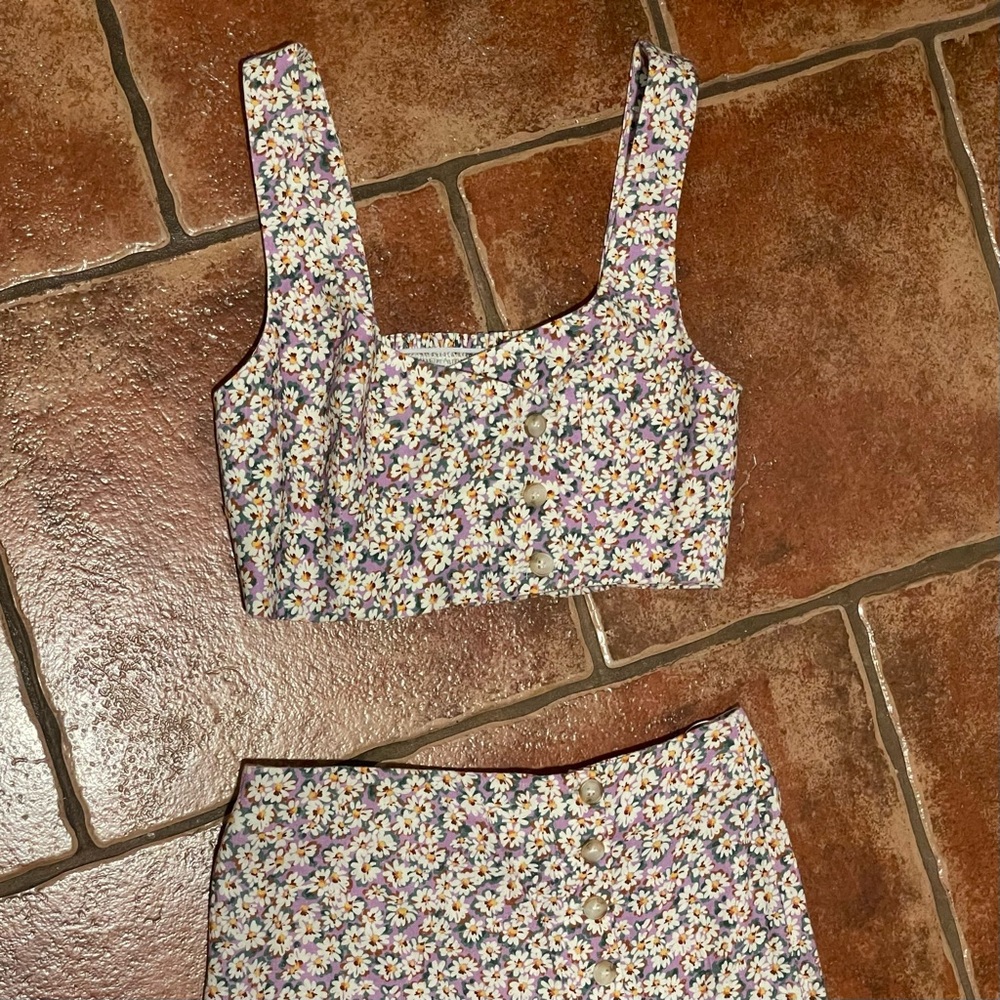 Floral two-piece Crop Top & Maxi Skirt Zara small
